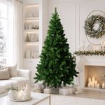 Árbol Navideño Artificial Rocky de 7 Pies de 2 Tonos con 1000 Ramas y Base Metálica Color Verde