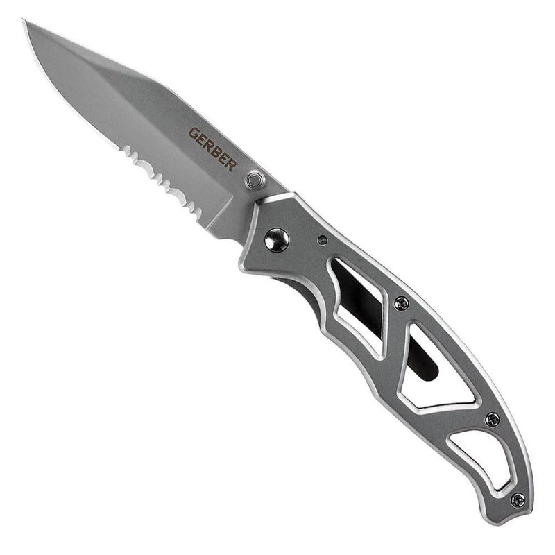 Navaja Gerber Plateada con Hoja de Acero Inoxidable Alto Carbono