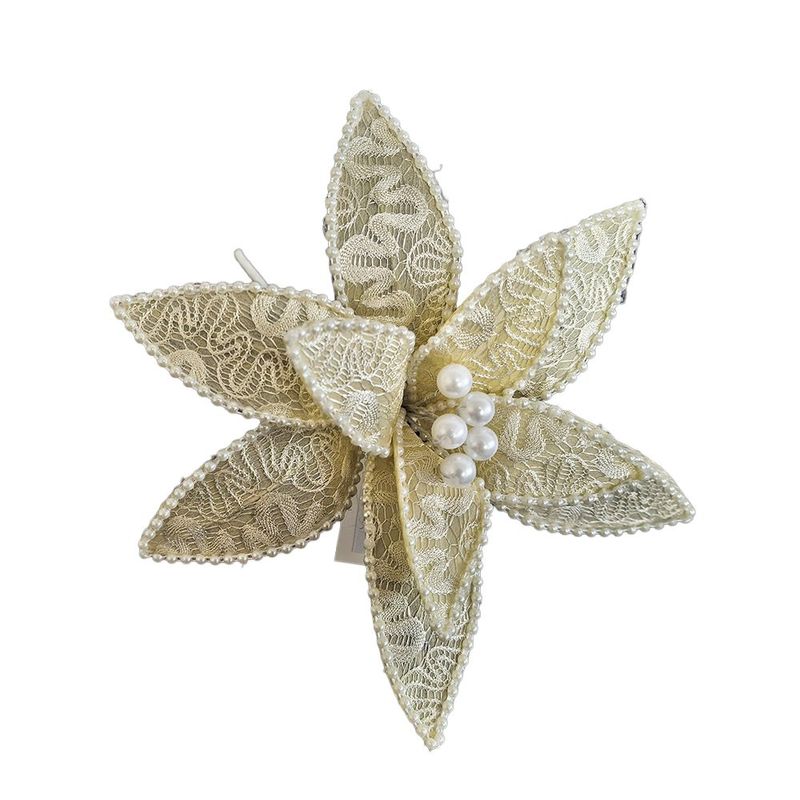 Pick Navideño de Pascua con Perlas para Arreglos de 27 cm Color Champán