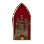 Portavela Decorativo Reyes en Metal Dorado y Rojo de 30.5 cm para Navidad