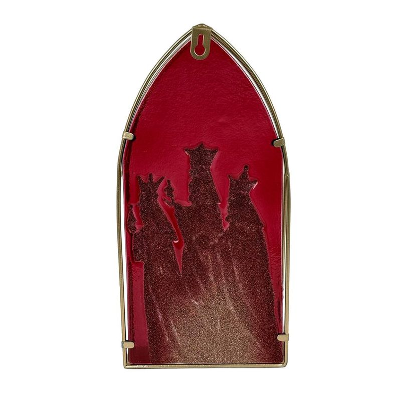 Portavela Decorativo Reyes en Metal Dorado y Rojo de 30.5 cm para Navidad