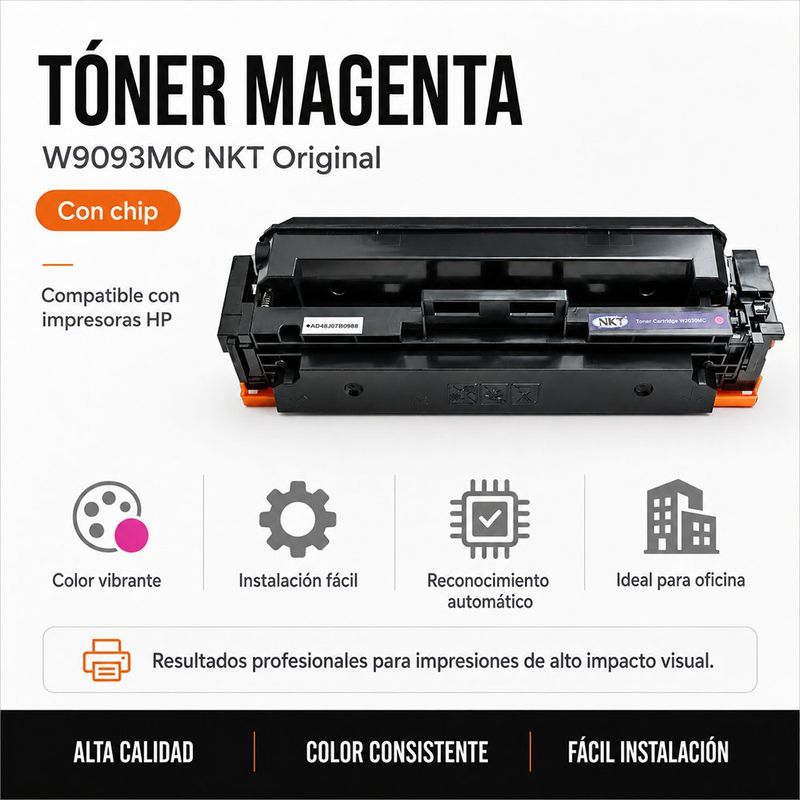 Tóner Original W9093MC con Chip para HP Color Magenta