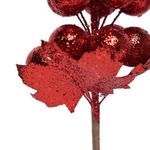 Rama de Bayas con Escarcha 33 cm Roja para Arreglos Navideños