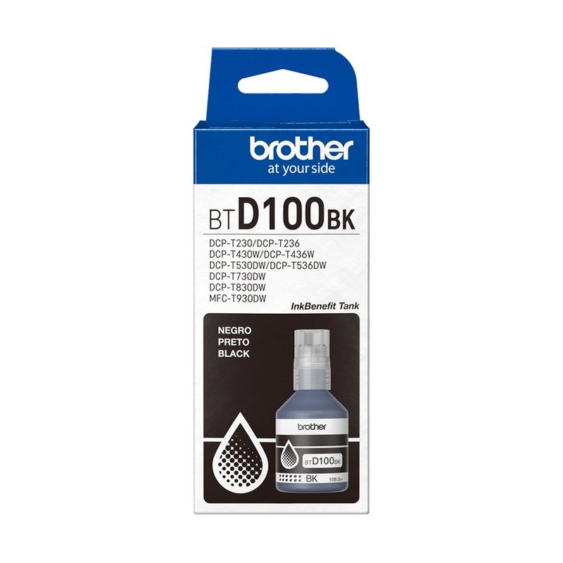 Tinta Brother BTD100BK Original 108 ml para Impresora T230 Color Negro