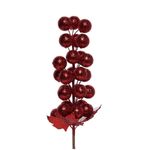 Rama de Bayas con Escarcha 33 cm Roja para Arreglos Navideños