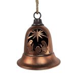 Campana Colgante de Metal 19 x 19 x 24 cm Cobre con Nacimiento para Navidad