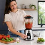 Licuadora de Vidrio 1.5 Litros 1000 W con Base Plateada y Función Pulso