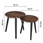 Set de Mesas Redondas de Centro de Madera Acacia y Patas Color Negro 2 Piezas