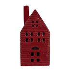 Casa Decorativa de Cerámica Roja con Luz de 22.5 cm para Navidad