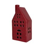 Casa Decorativa de Cerámica Roja con Luz de 22.5 cm para Navidad