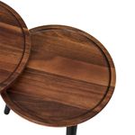 Set de Mesas Redondas de Centro de Madera Acacia y Patas Color Negro 2 Piezas