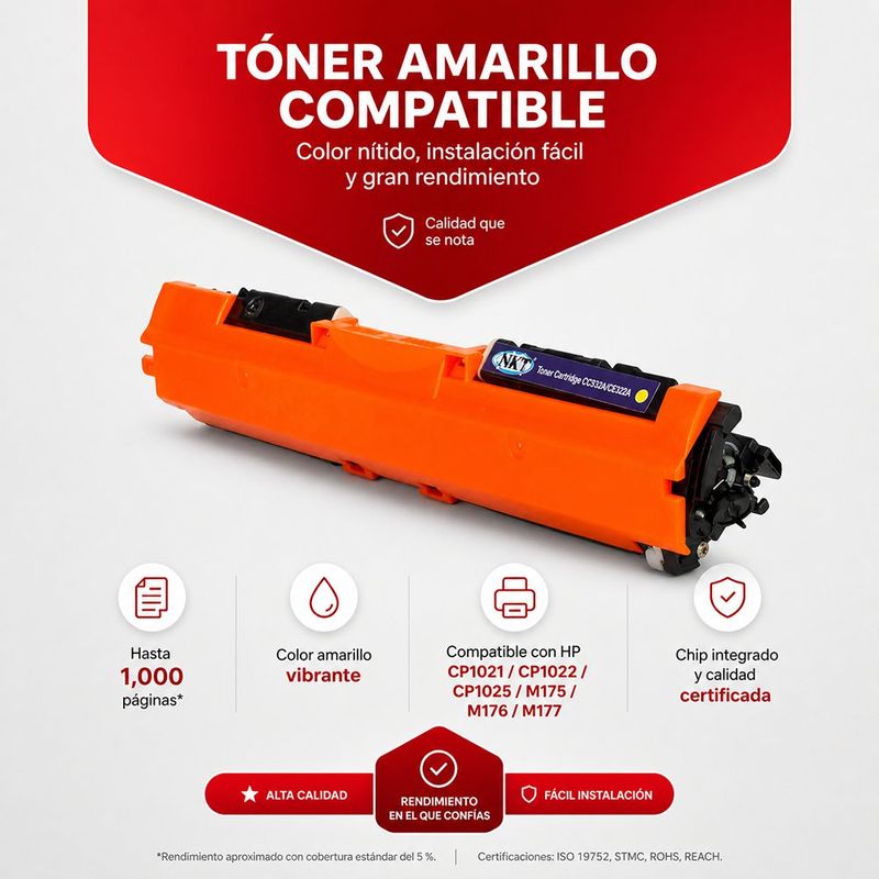 Cartucho de Tóner Láser Amarillo CF352A CE312A Compatible con Impresoras HP y Canon