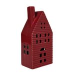 Casa Decorativa de Cerámica Roja con Luz de 22.5 cm para Navidad
