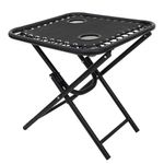 Mesa Plegable Gris de Acero con Portavasos 18" para Exterior