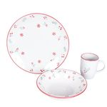 Vajilla de Gres 12 Piezas para Mesa Navideña Diseño Muérdago Multicolor