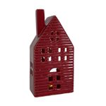 Casa Decorativa de Cerámica Roja con Luz de 22.5 cm para Navidad