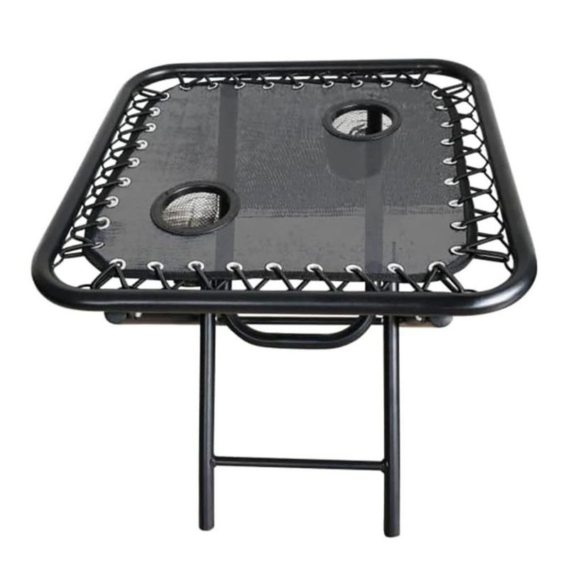 Mesa Plegable Gris de Acero con Portavasos 18" para Exterior