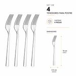 Set de 4 Tenedores para Postre Milán de Acero Inoxidable Plateado