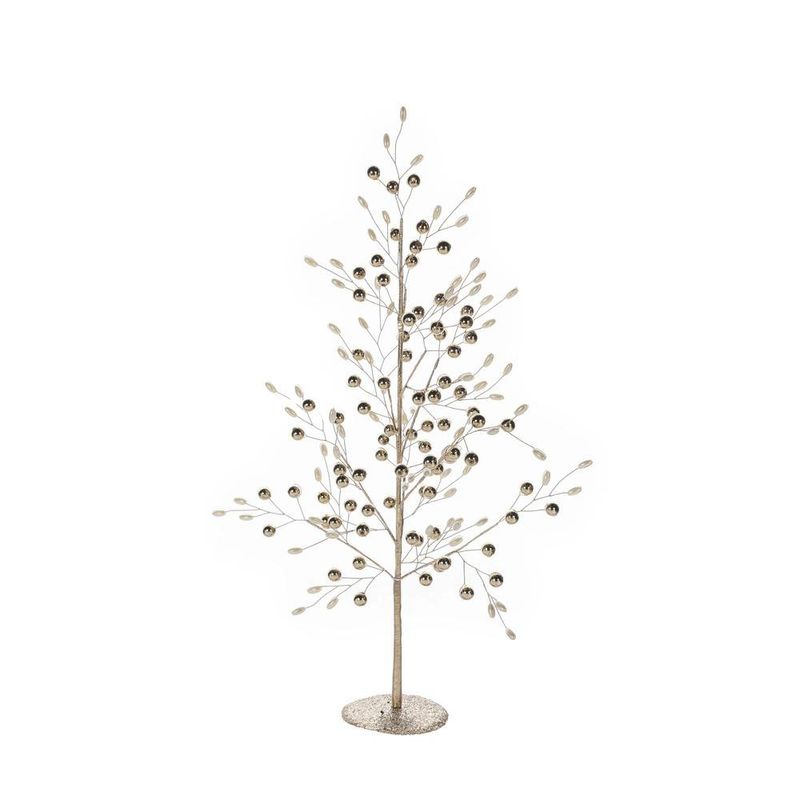 Árbol Decorativo de 45 cm Blanco y Dorado para Decoración Navideña