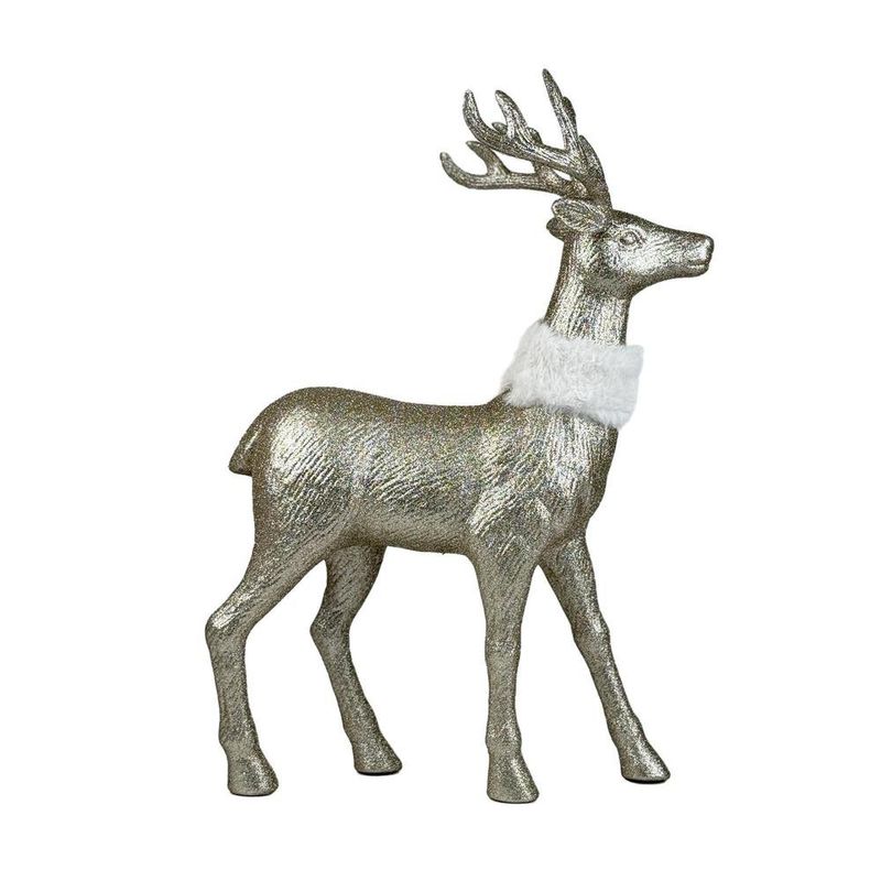 Reno Decorativo de Plástico 25 x 9.5 x 45 cm Plateado para Decoración Navideña