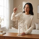 Árbol Decorativo de 45 cm Blanco y Dorado para Decoración Navideña