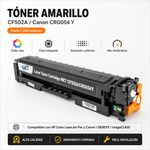 Cartucho de Tóner Láser Amarillo CF502A CRG054 Compatible con Impresoras HP y Canon