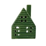 Casa Decorativa de Cerámica Verde con Luz de 11.5 cm para Navidad