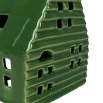 Casa Decorativa de Cerámica Verde con Luz de 11.5 cm para Navidad