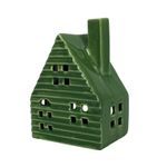 Casa Decorativa de Cerámica Verde con Luz de 11.5 cm para Navidad
