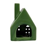 Casa Decorativa de Cerámica Verde con Luz de 11.5 cm para Navidad