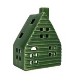 Casa Decorativa de Cerámica Verde con Luz de 11.5 cm para Navidad