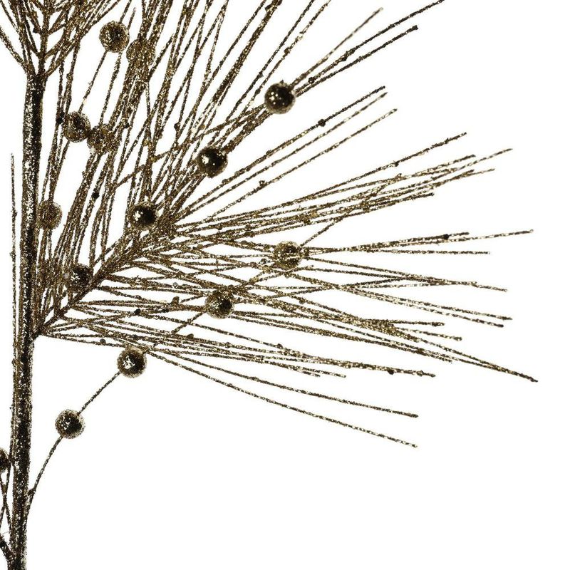 Rama Decorativa de 80 cm Dorada con Agujas y Bayas para Arreglos Navideños