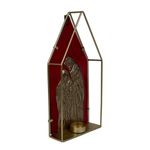 Portavela Decorativo Sagrada Familia en Metal Dorado y Rojo de 30.5 cm para Navidad