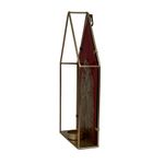 Portavela Decorativo Sagrada Familia en Metal Dorado y Rojo de 30.5 cm para Navidad