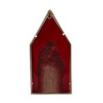 Portavela Decorativo Sagrada Familia en Metal Dorado y Rojo de 30.5 cm para Navidad