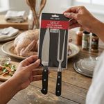 Juego de 2 Utensilios de Trinchar Churrasqueros de Acero Inoxidable Negro y Plateado
