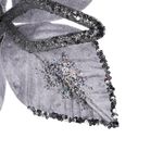 Flor Decorativa Navideña Plateada de Poliéster y Metal 30 cm para Arreglos