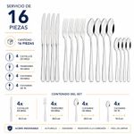 Set de 16 Cubiertos Edimburg de Acero Inoxidable para Servicio de Mesa Plateado