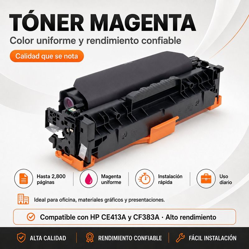 Cartucho de Tóner Láser Magenta CE413A CF383A Compatible con Impresoras HP Color LaserJet