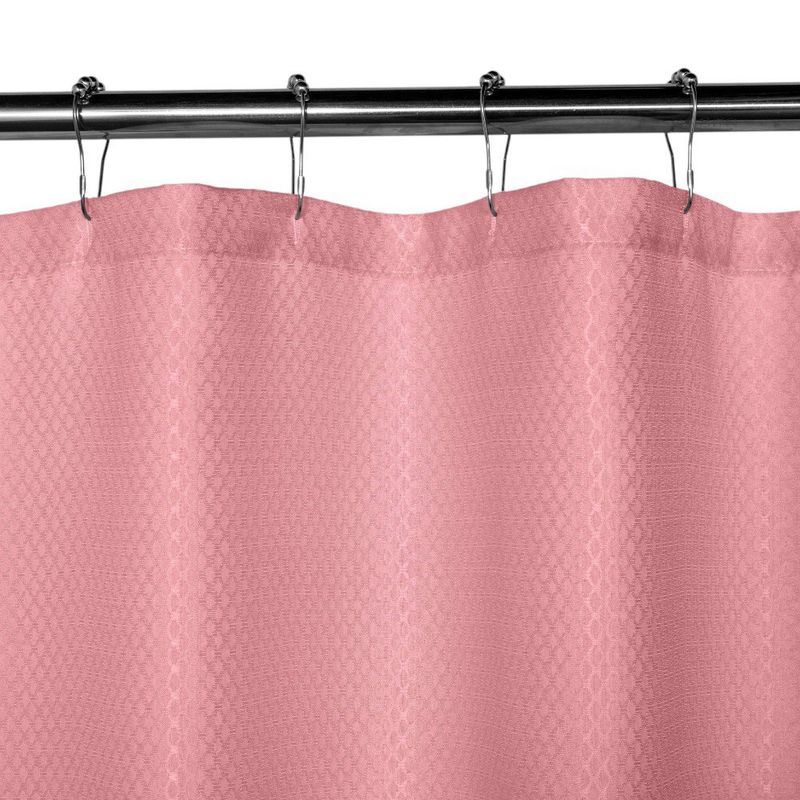 Set de Cortina para Baño con Liner y Ganchos 14 Piezas Diseño Texturizado Color Rosado