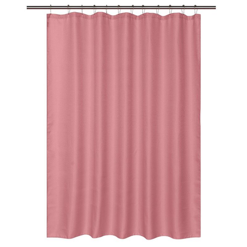 Set de Cortina para Baño con Liner y Ganchos 14 Piezas Diseño Texturizado Color Rosado