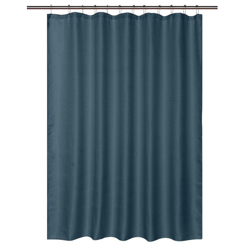 Set de Cortina para Baño con Liner y Ganchos 14 Piezas Diseño Texturizado Color Azul