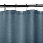 Set de Cortina para Baño con Liner y Ganchos 14 Piezas Diseño Texturizado Color Azul