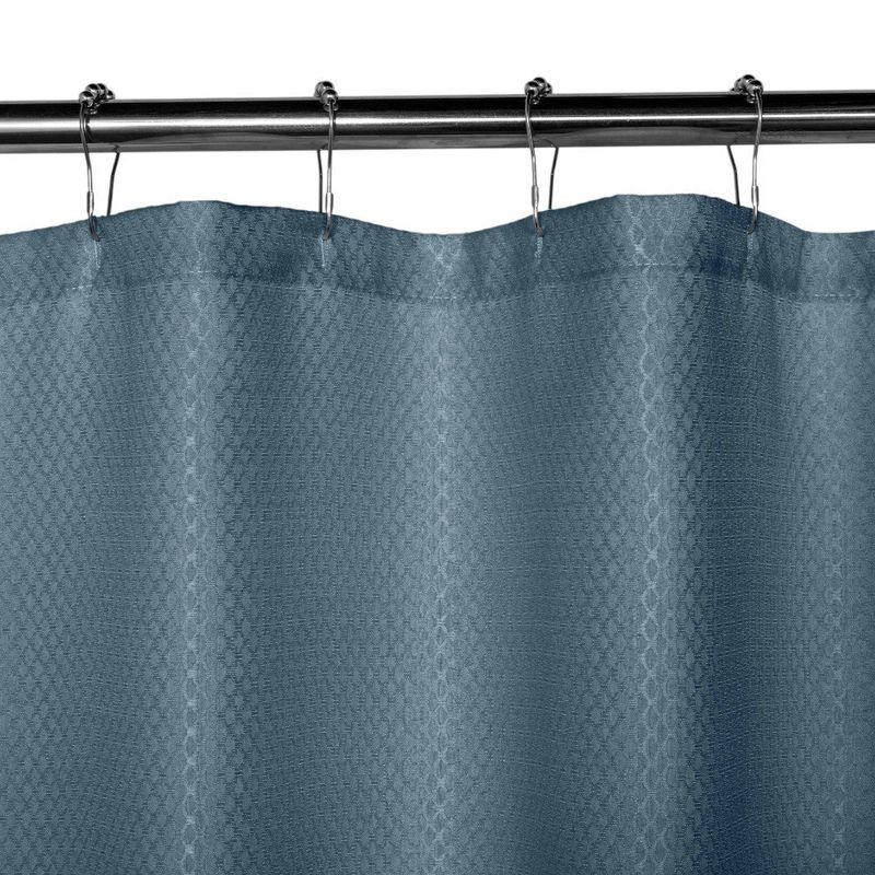 Set de Cortina para Baño con Liner y Ganchos 14 Piezas Diseño Texturizado Color Azul