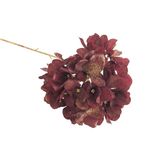 Pick Navideño de Hortensia Rojo Corinto con Tallo para Arreglos de 69 cm