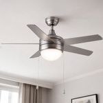 Ventilador de Techo 5 Aspas con Luz Color Plateado 50 Plg