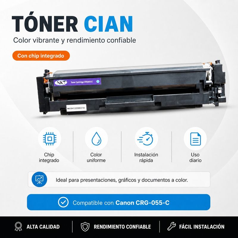 Tóner CRG055-C con Chip Integrado Color Cian