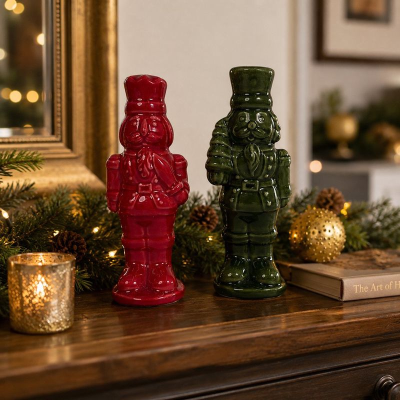 Set de 2 Cascanueces Decorativos de Cerámica Surtidos de 13.5 cm para Navidad