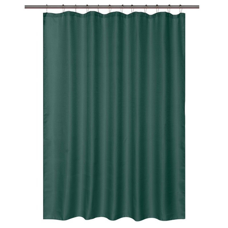 Set de Cortina para Baño con Liner y Ganchos 14 Piezas Diseño Texturizado Color Verde