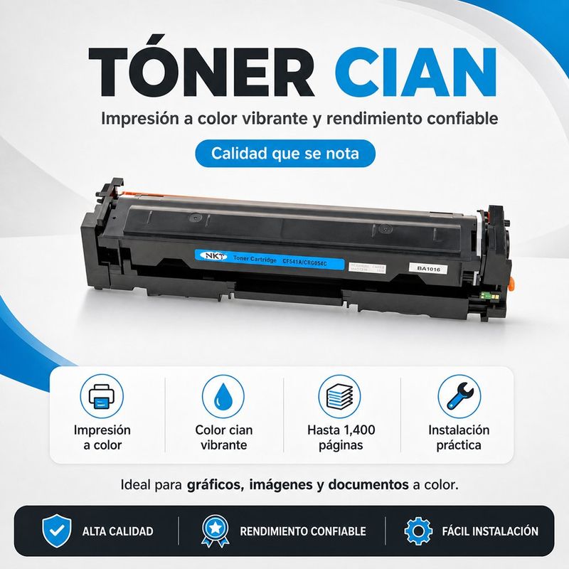 Tóner CF541A y CRG054C de Alto Rendimiento Color Cian